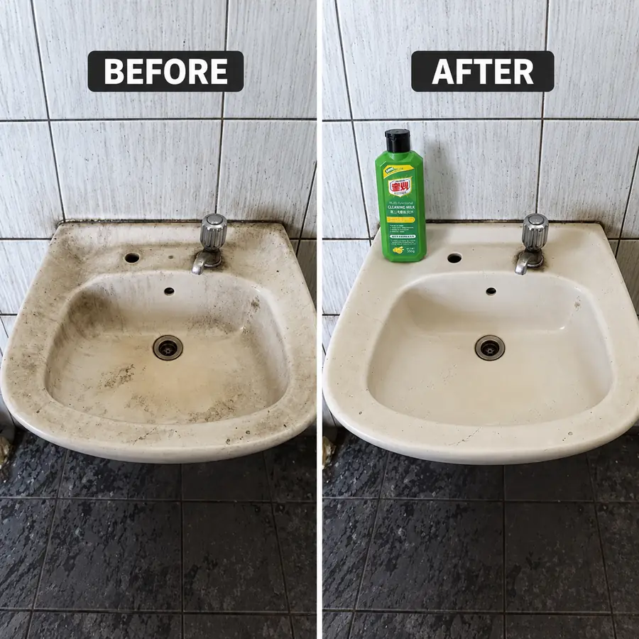 Bathroom Washbasin — before and after cleaning