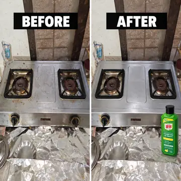 Stainless Steel Gas Stove — before and after cleaning