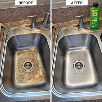 Kitchen Sink — before and after cleaning